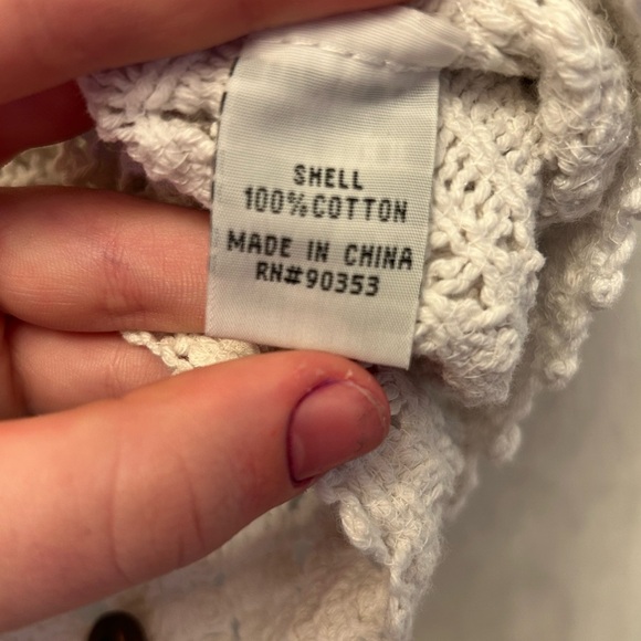 Rebellion White Crochet Button Down Crop Top - Picture 4 of 5